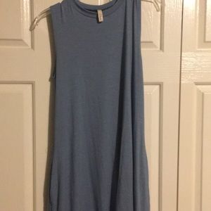 Blue striped T-shirt dress.